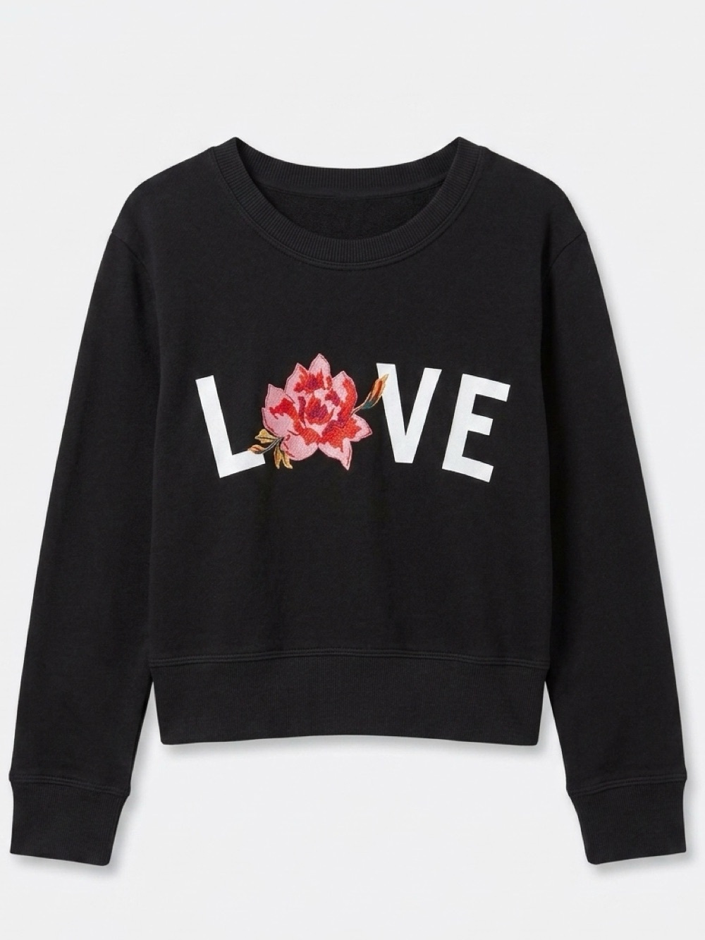 Spiritual Gangster Girls LOVE Floral Crewneck Sweatshirt Black Size 6